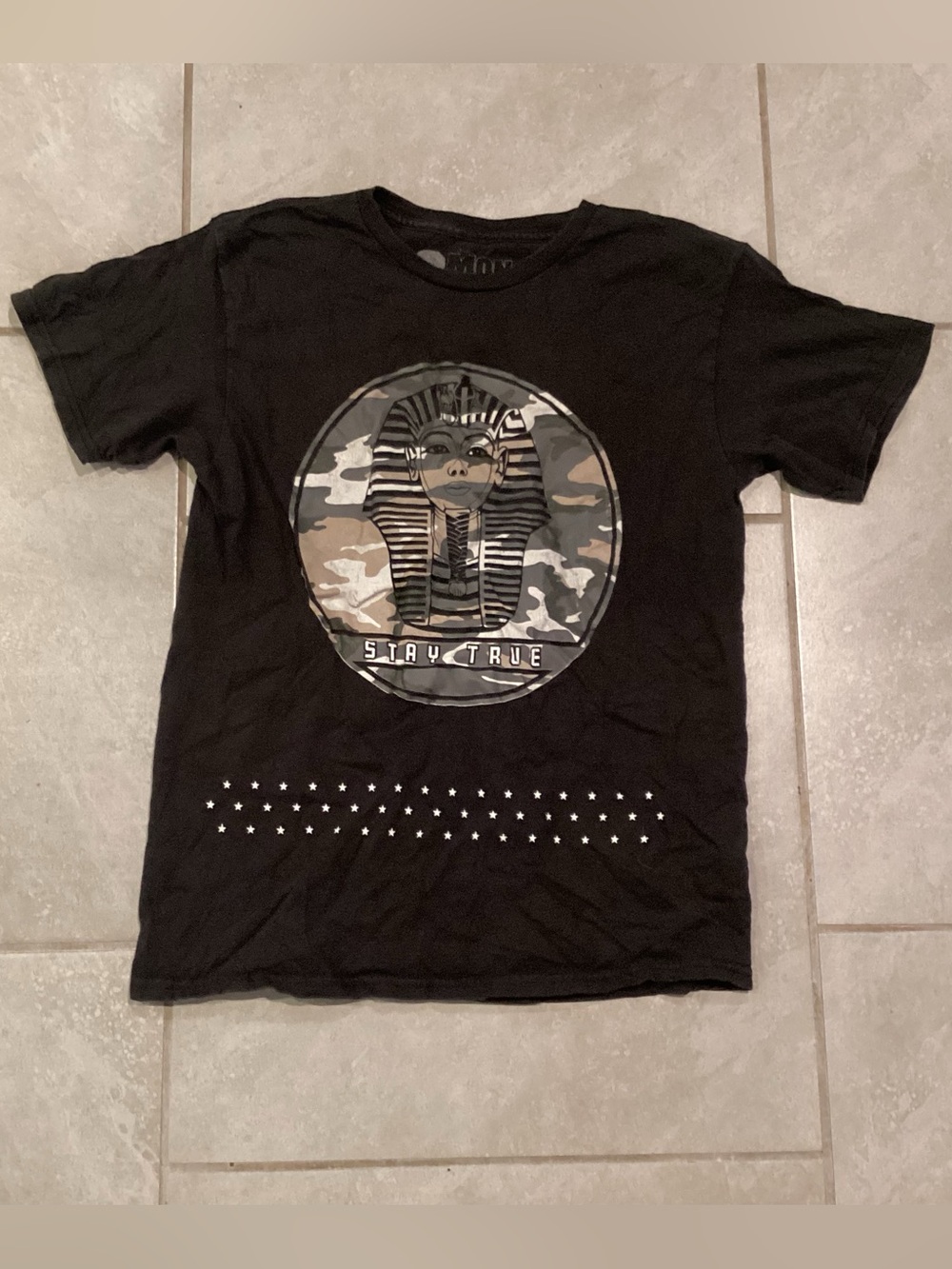 Black Graphic 'Stay True' Pharaoh T-Shirt